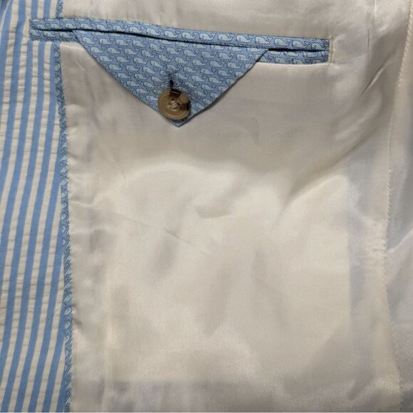 Vineyard Vines Mens Seersucker Blazer 40L 100% Cotton Preppy Nantucket Yacht - Picture 6 of 12